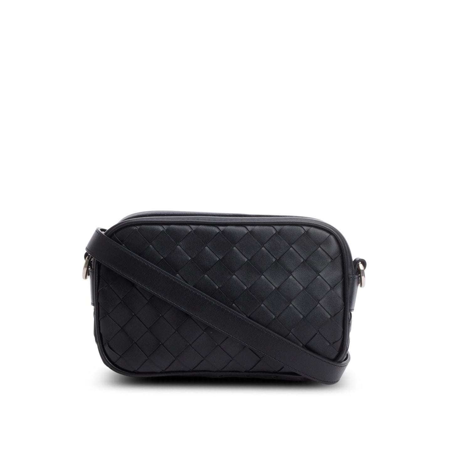 Bottega Veneta Black Nappa Leather Intrecciato Mini Camera Bag