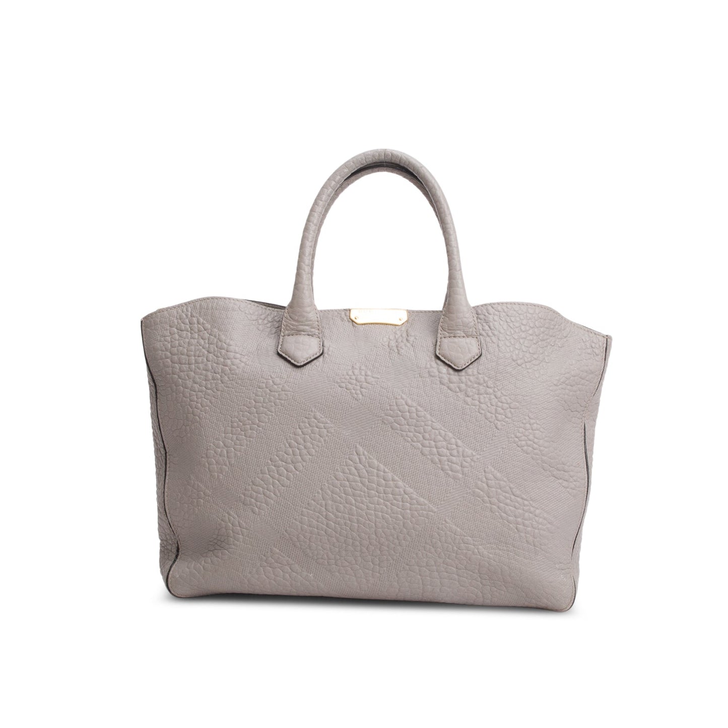 Burberry Grey Check Embossed Heritage Grain Leather Dewsbury Tote