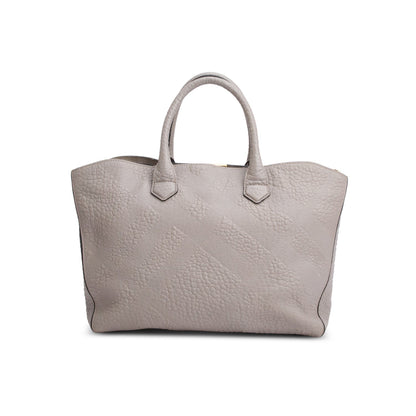 Burberry Grey Check Embossed Heritage Grain Leather Dewsbury Tote