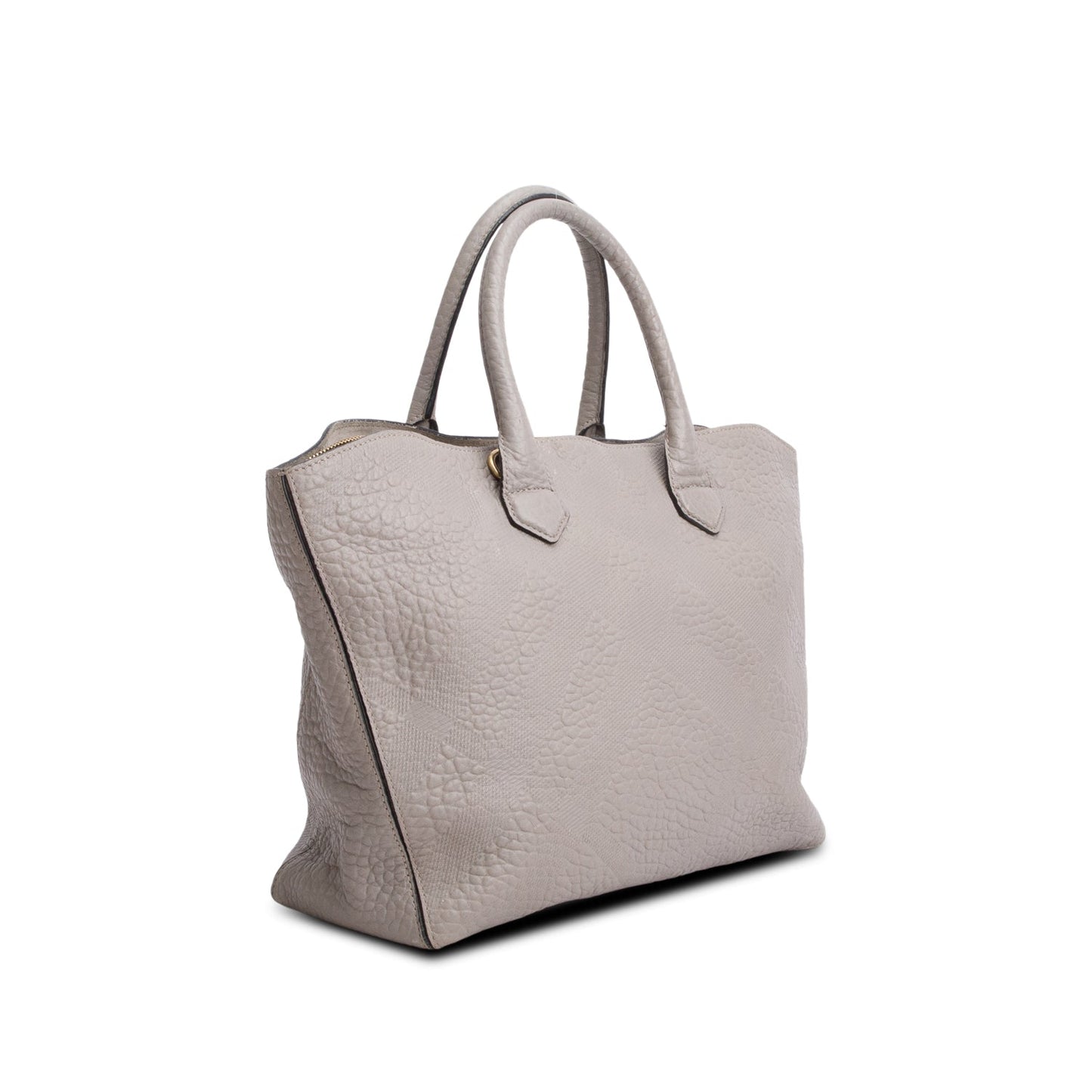 Burberry Grey Check Embossed Heritage Grain Leather Dewsbury Tote
