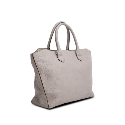 Burberry Grey Check Embossed Heritage Grain Leather Dewsbury Tote