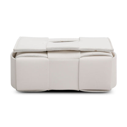 Bottega Veneta White Maxi Intrecciato Leather Extra Mini Cassette Flap Bag