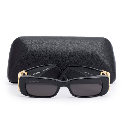 Balenciaga BB0096S Black Dynasty Acetate Rectangle Sunglasses