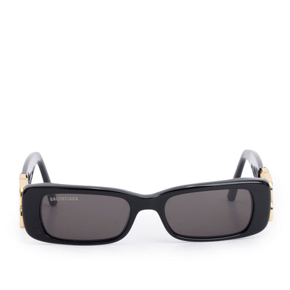 Balenciaga BB0096S Black Dynasty Acetate Rectangle Sunglasses