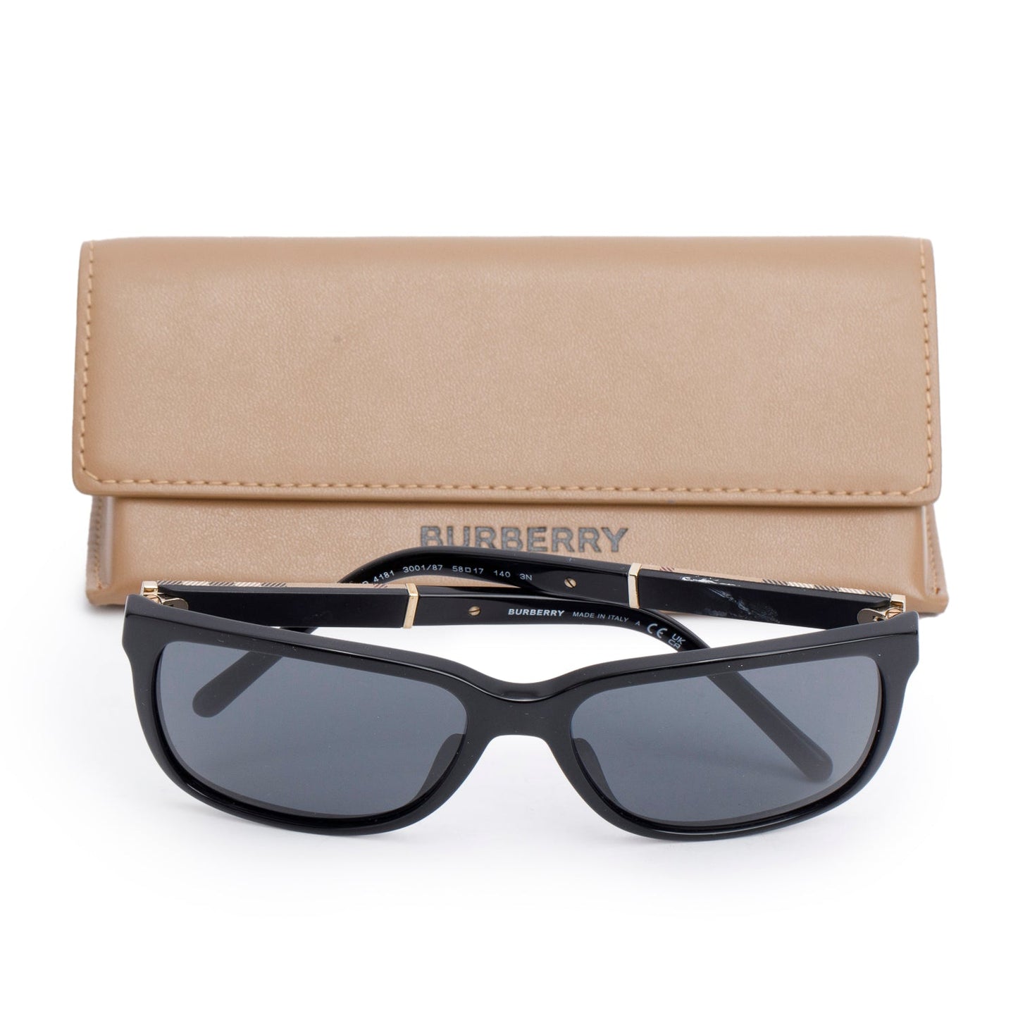 Burberry B 4181 Check/Black Acetate Square Sunglasses