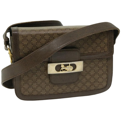 Luxury CELINE Macadam Canvas Shoulder Bag Brown  67180