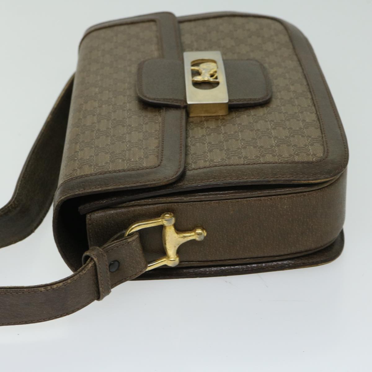 Luxury CELINE Macadam Canvas Shoulder Bag Brown  67180