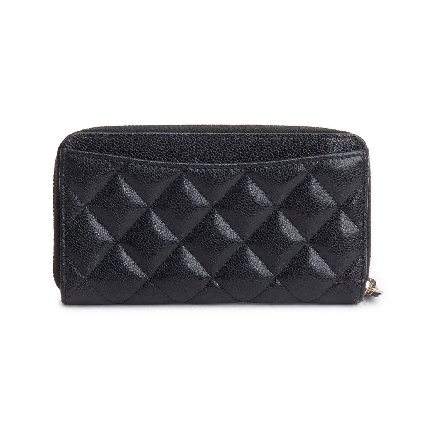 Chanel Black Caviar Medium Zip Around Wallet