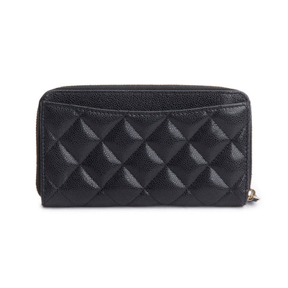 Chanel Black Caviar Medium Zip Around Wallet