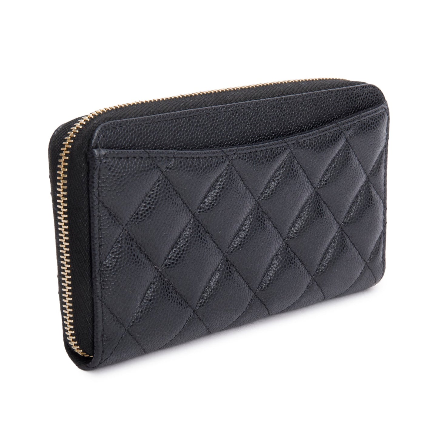 Chanel Black Caviar Medium Zip Around Wallet