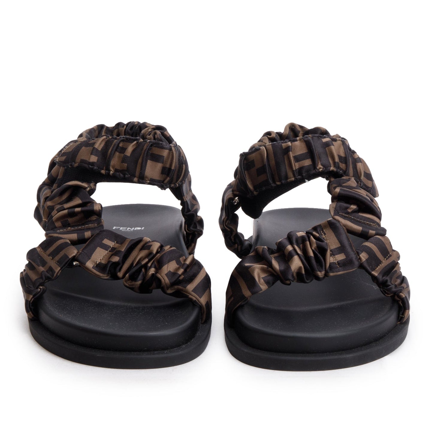 Fendi Brown FF Zucca Satin Fendi Feel Sandals, Size 40