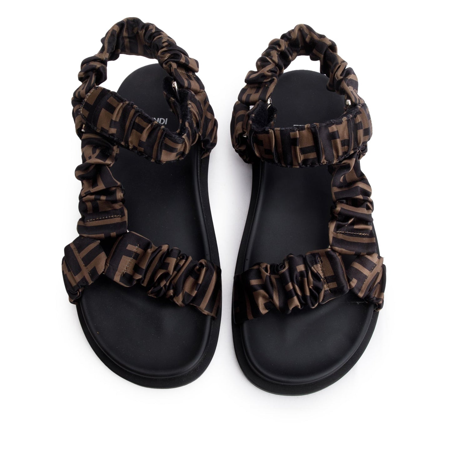 Fendi Brown FF Zucca Satin Fendi Feel Sandals, Size 40