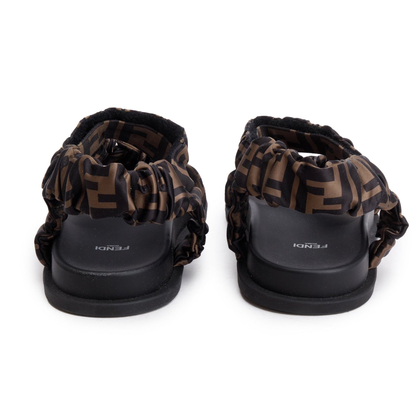 Fendi Brown FF Zucca Satin Fendi Feel Sandals, Size 40