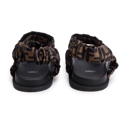 Fendi Brown FF Zucca Satin Fendi Feel Sandals, Size 40