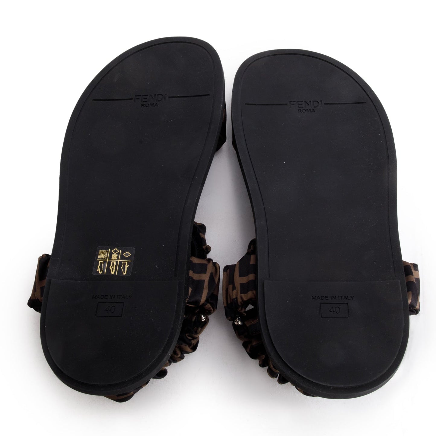 Fendi Brown FF Zucca Satin Fendi Feel Sandals, Size 40