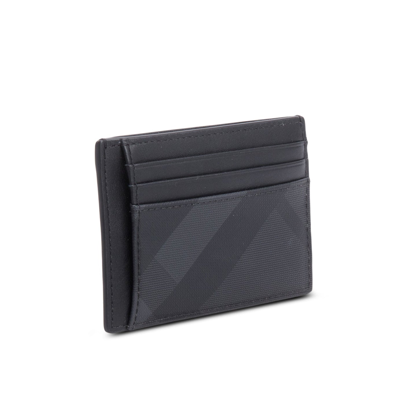 Burberry Black Leather Chase London Check Card Case