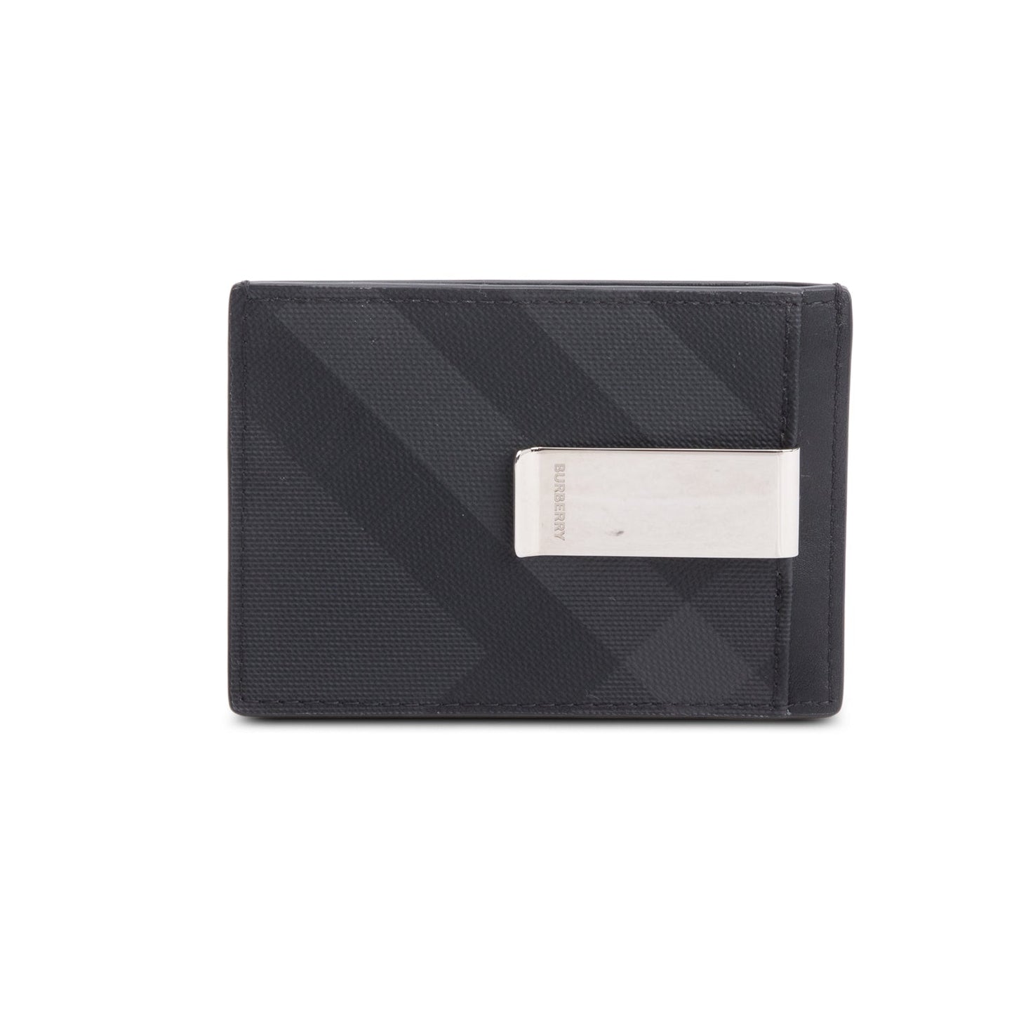 Burberry Black Leather Chase London Check Card Case