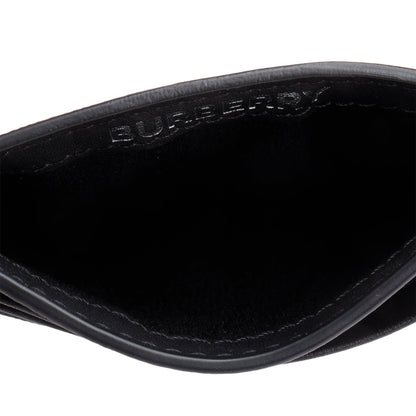 Burberry Black Leather Chase London Check Card Case