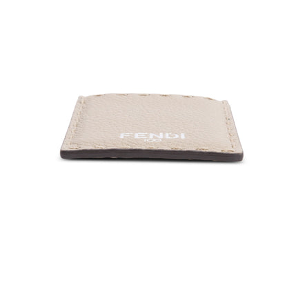 Fendi Beige Selleria Grained Leather Card Holder