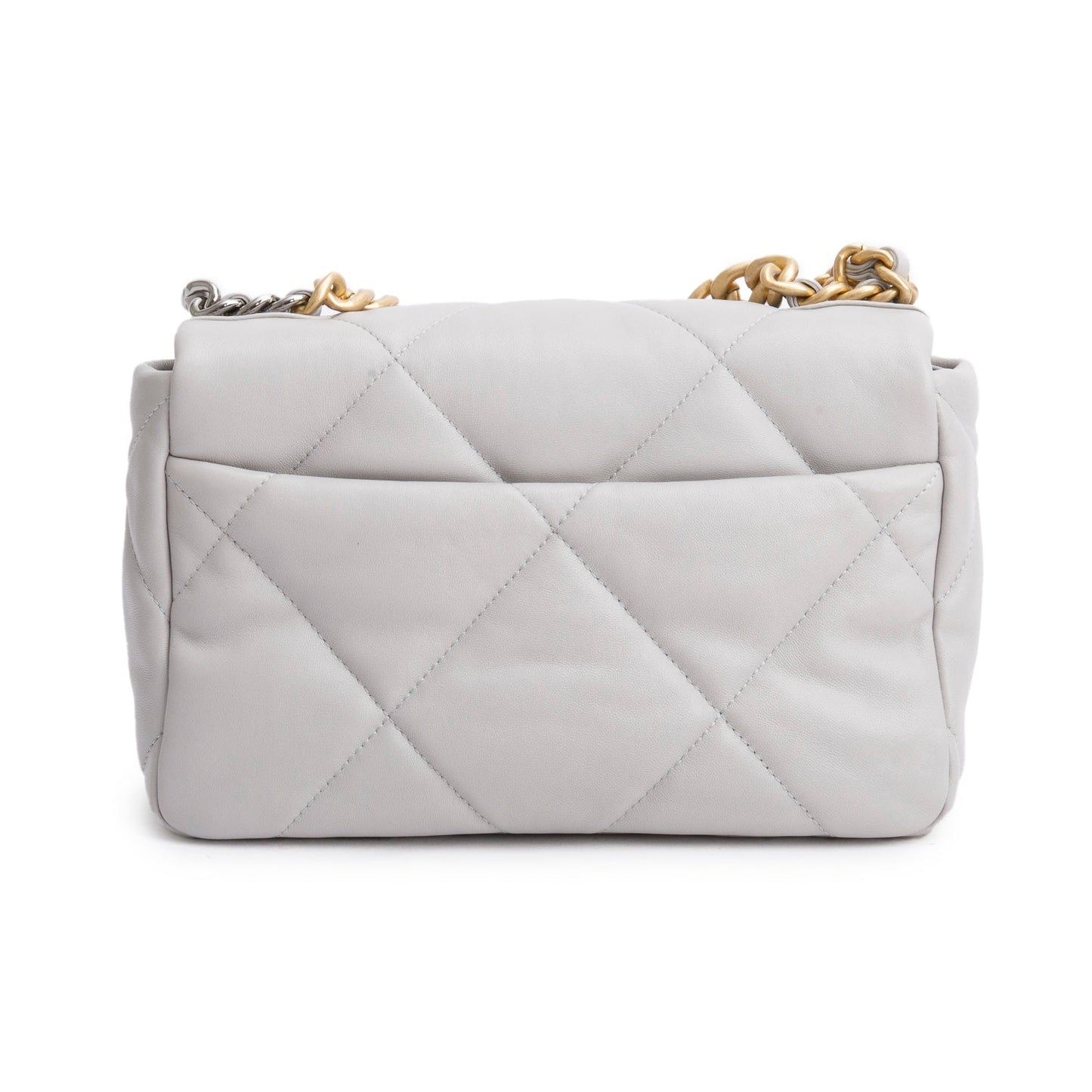 Chanel Grey Lambskin Leather Medium 19 Flap Bag