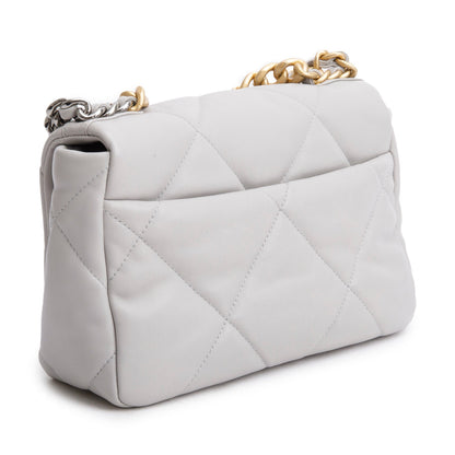 Chanel Grey Lambskin Leather Medium 19 Flap Bag