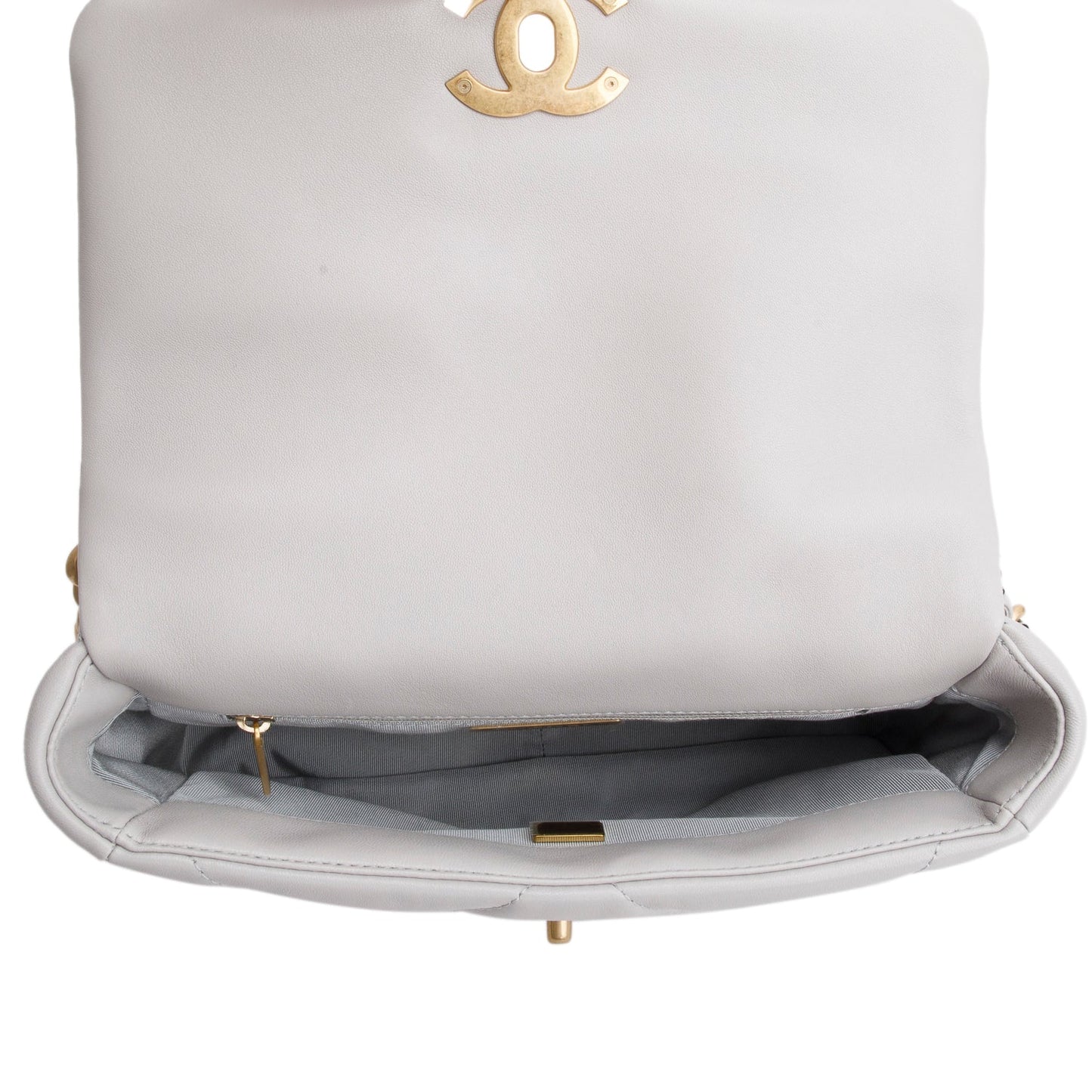 Chanel Grey Lambskin Leather Medium 19 Flap Bag