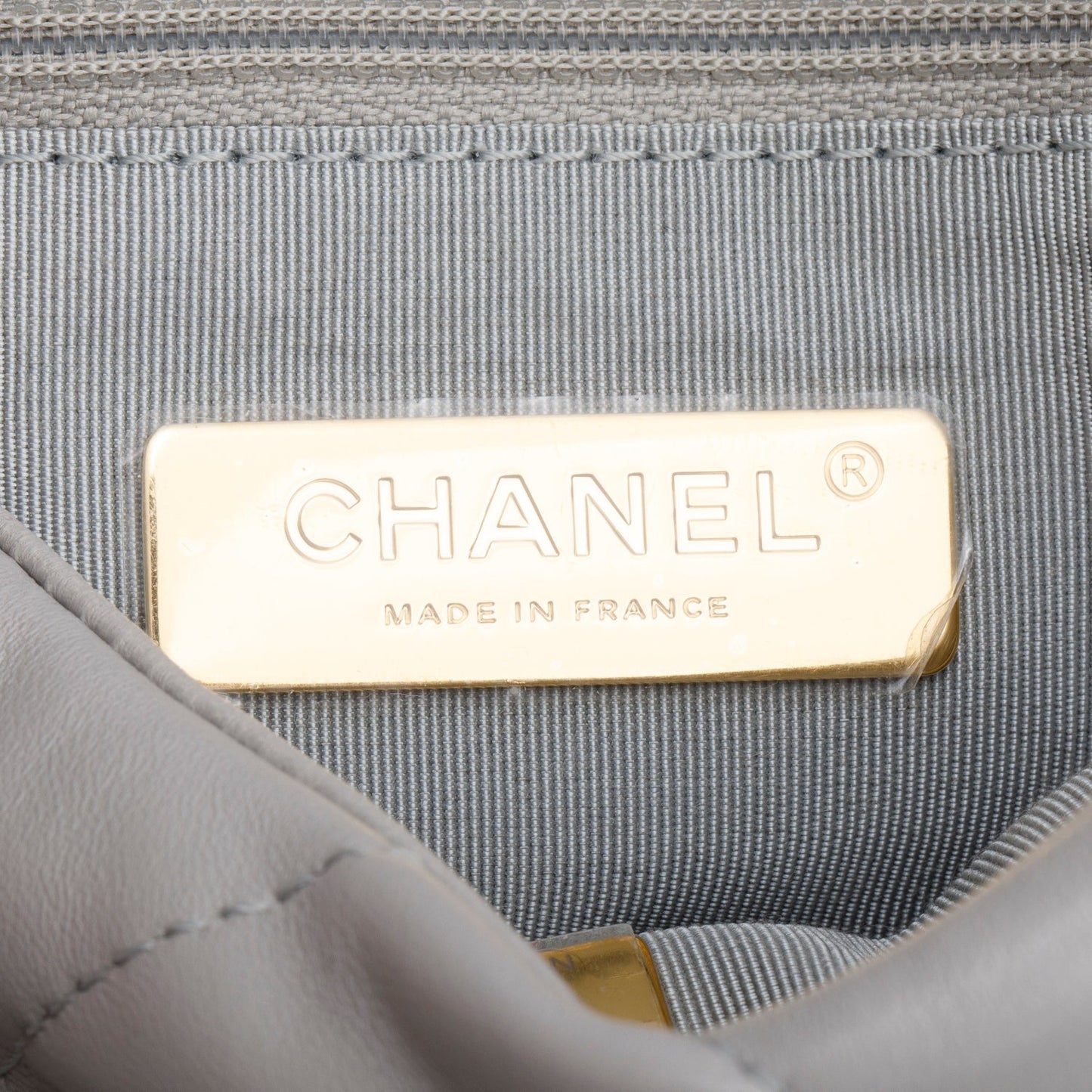 Chanel Grey Lambskin Leather Medium 19 Flap Bag