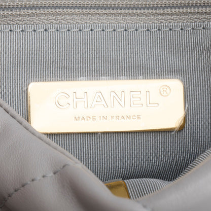 Chanel Grey Lambskin Leather Medium 19 Flap Bag