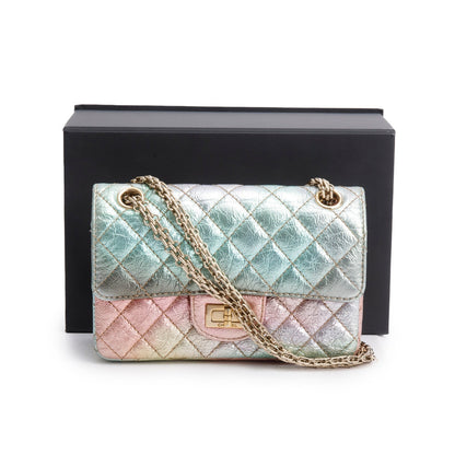 Chanel 2020 Multicolor Metallic Goatskin Quilted 2.55 Reissue Mini Flap
