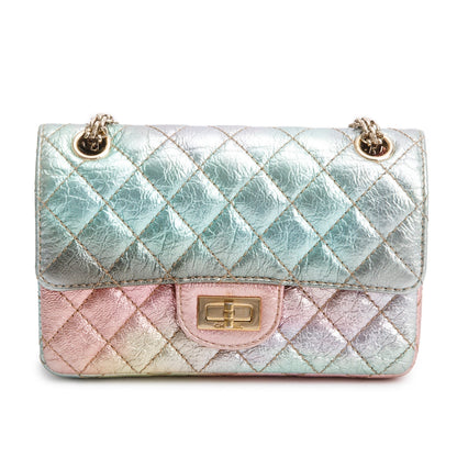 Chanel 2020 Multicolor Metallic Goatskin Quilted 2.55 Reissue Mini Flap