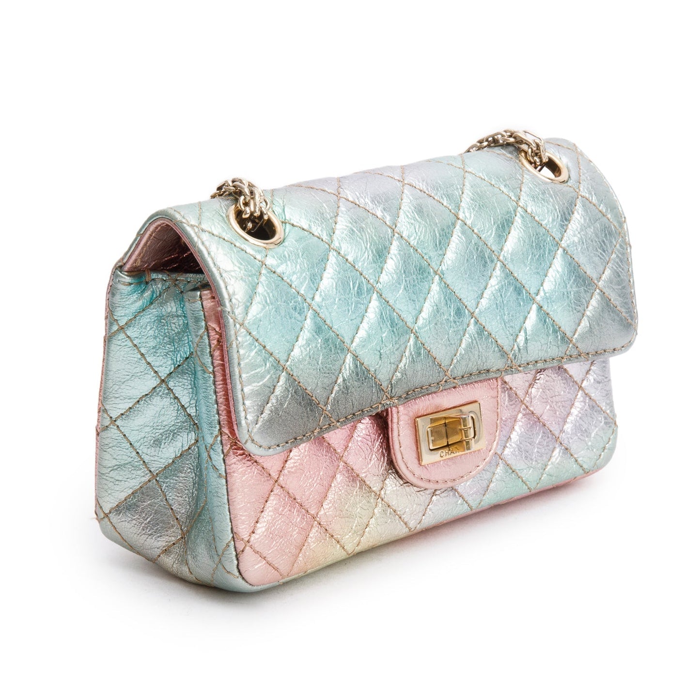 Chanel 2020 Multicolor Metallic Goatskin Quilted 2.55 Reissue Mini Flap
