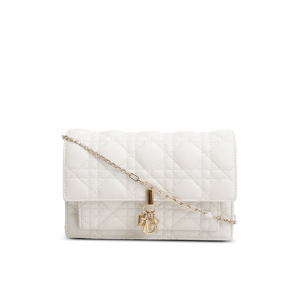 Christian Dior 2022 White Lambskin Cannage My Dior Daily Chain Pouch