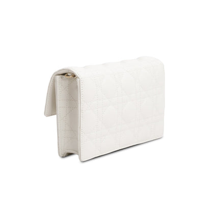 Christian Dior 2022 White Lambskin Cannage My Dior Daily Chain Pouch