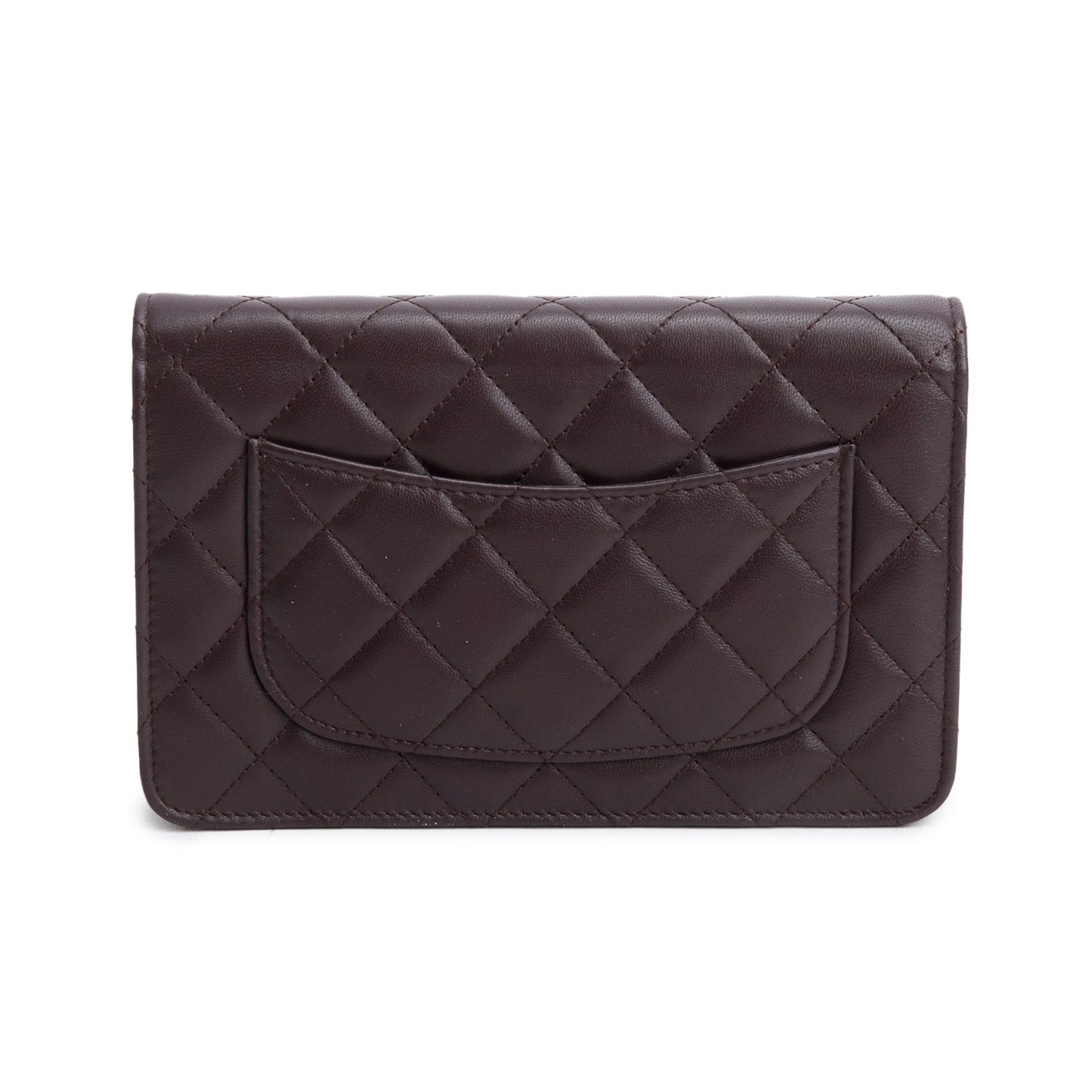Chanel Burgundy Lambskin Quilted CC Logo Wallet on Chain