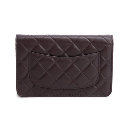 Chanel Burgundy Lambskin Quilted CC Logo Wallet on Chain