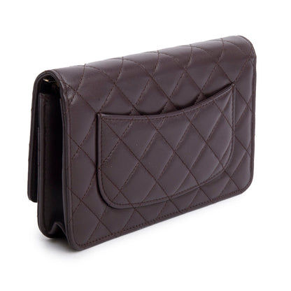Chanel Burgundy Lambskin Quilted CC Logo Wallet on Chain