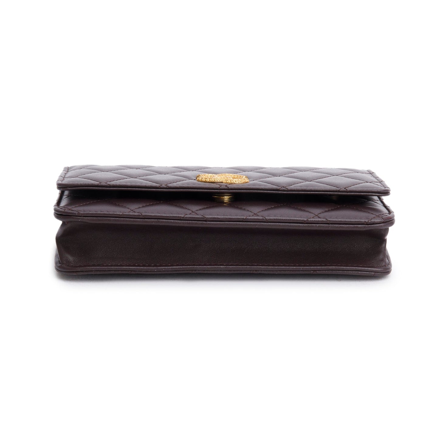 Chanel Burgundy Lambskin Quilted CC Logo Wallet on Chain