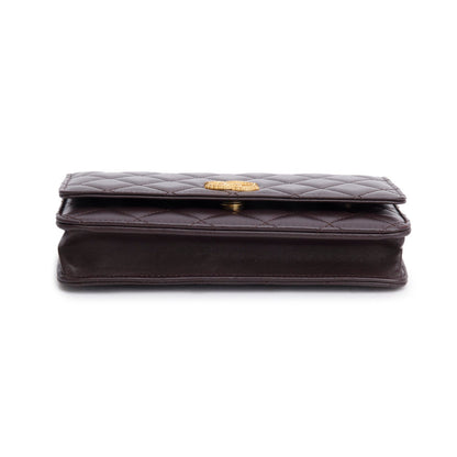 Chanel Burgundy Lambskin Quilted CC Logo Wallet on Chain
