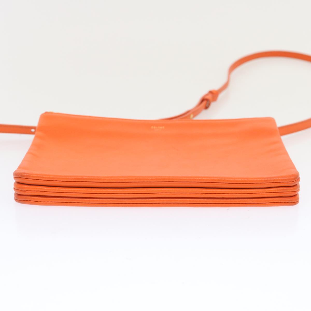 Luxury CELINE Trio Small Shoulder Bag Leather Orange  67320