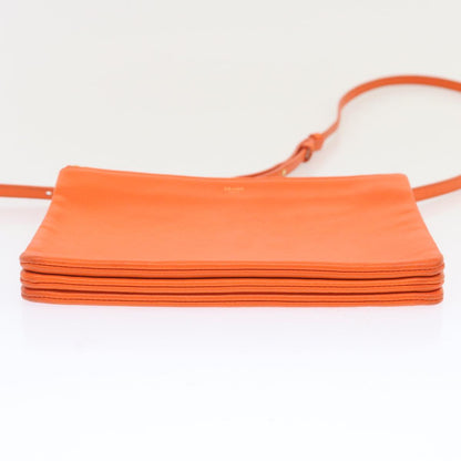 Luxury CELINE Trio Small Shoulder Bag Leather Orange  67320