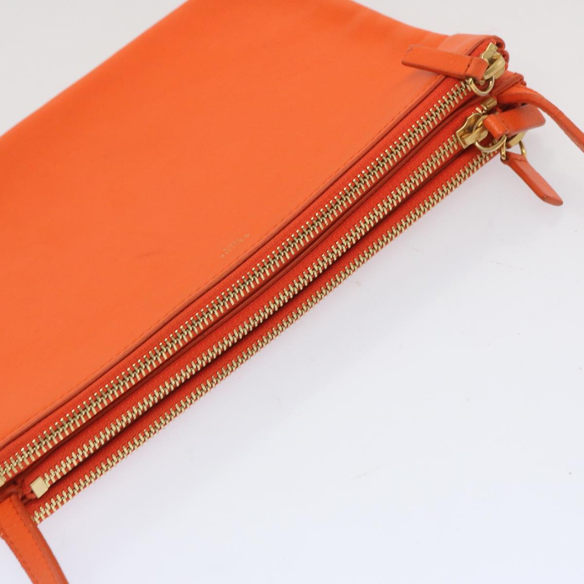 Luxury CELINE Trio Small Shoulder Bag Leather Orange  67320