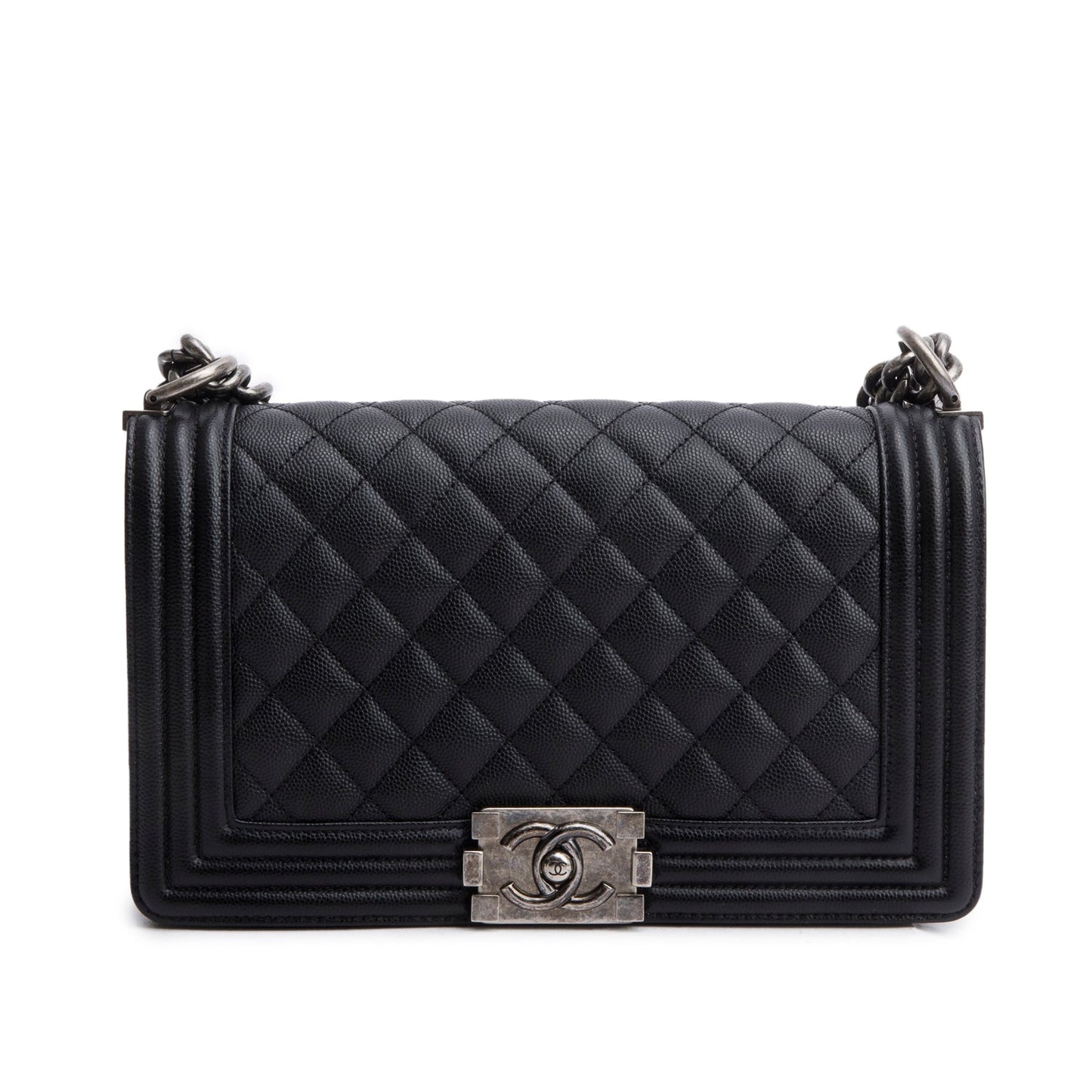 Chanel 2023 Black Caviar Quilted Medium Boy Flap Bag