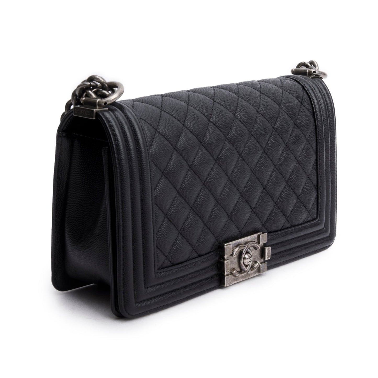 Chanel 2023 Black Caviar Quilted Medium Boy Flap Bag