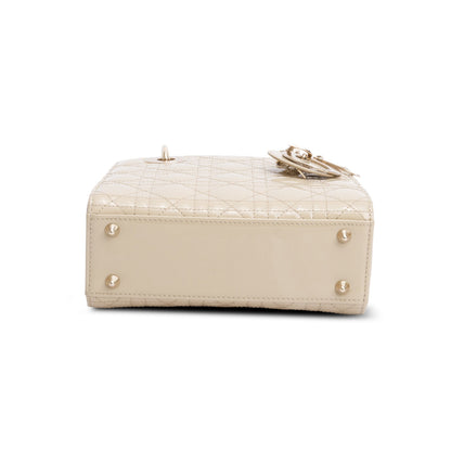 Christian Dior 2022 Beige Patent Cannage Leather Small Lady Dior