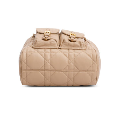 Chrisitan Dior 2024 Beige Lambskin Macrocannage Medium Caro Backpack