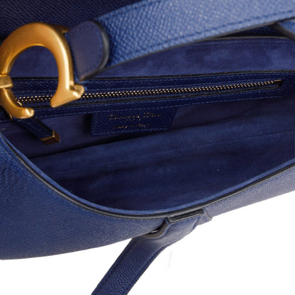Christian Dior 2022 Blue Grained Calfskin Saddle Bag