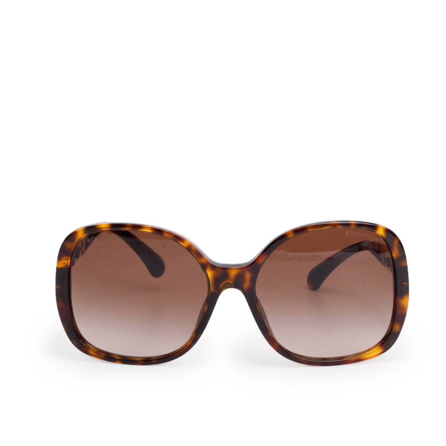 Chanel 5470QA Havana Lambskin Acetate Chain Square Sunglasses