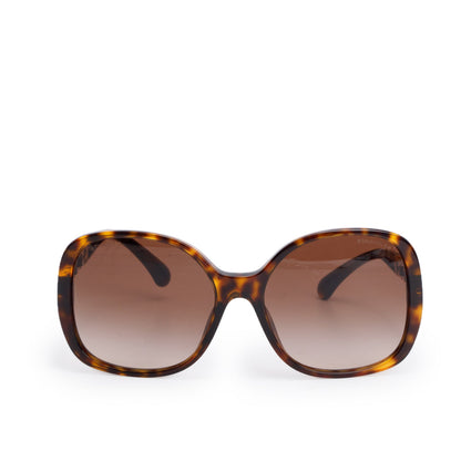 Chanel 5470QA Havana Lambskin Acetate Chain Square Sunglasses