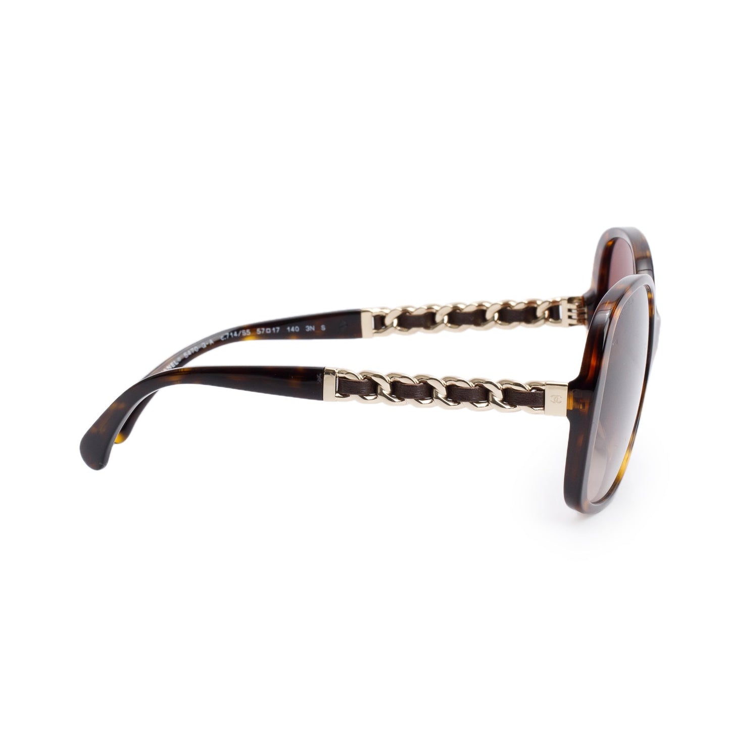 Chanel 5470QA Havana Lambskin Acetate Chain Square Sunglasses