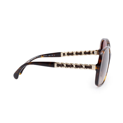 Chanel 5470QA Havana Lambskin Acetate Chain Square Sunglasses